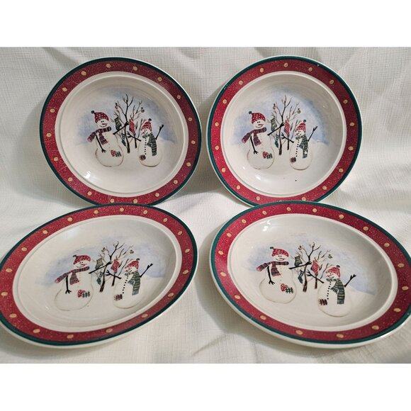 Vintage Royal Seasons Christmas Snowman 4 Mugs and Saucers Set - Picture 2 of 9